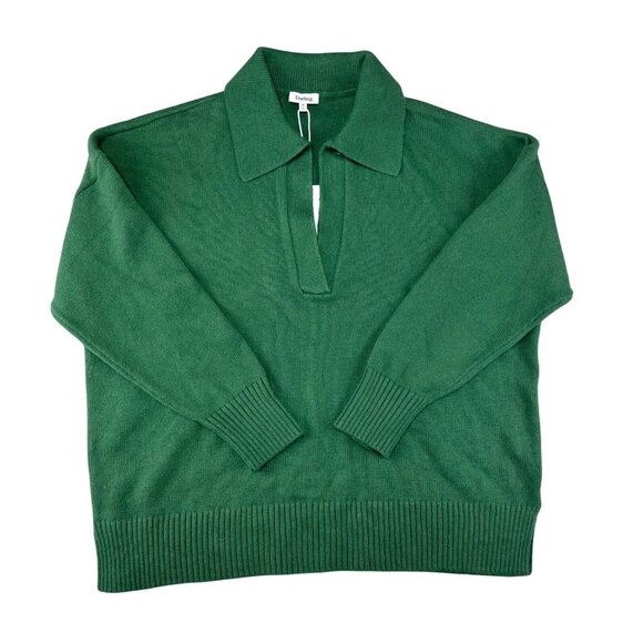 Darling Women Green 3/4 Length Sleeve Collared Knit Sweater Pullover Medium - Picture 2 of 13